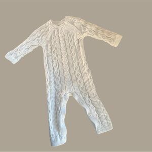 Henry Hope Romper Baby Unisex White Cable Knit Pajama Size 6-12 Month One Peace